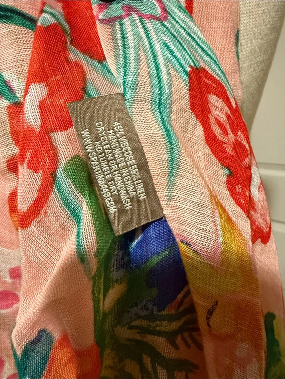 Spartina 449 Pink Tropical Floral Throw with Tassels